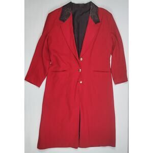 Vintage Pioneer Wear Womens Large Red Duster Overcoat Western Wool‎ Blend 22512